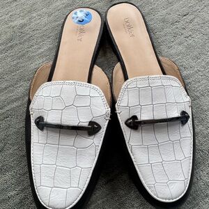 Botkier Beige and Black Slip-On Loafers